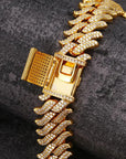 Gold Two-Row Diamond Cuban Link Bracelet