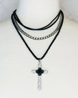 Black Rose Cross Necklace