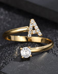 Chic Letter Initial Charm Ring