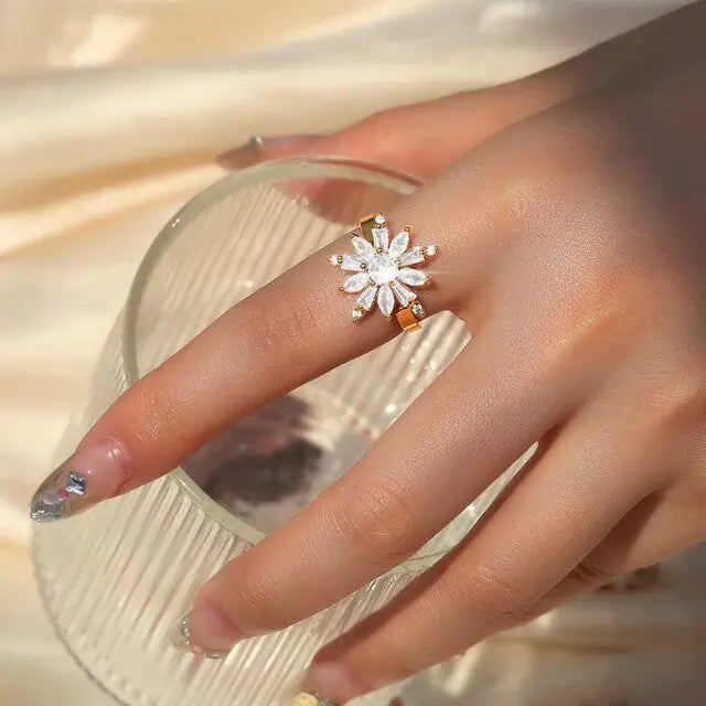 Crystal Sunflower Rings