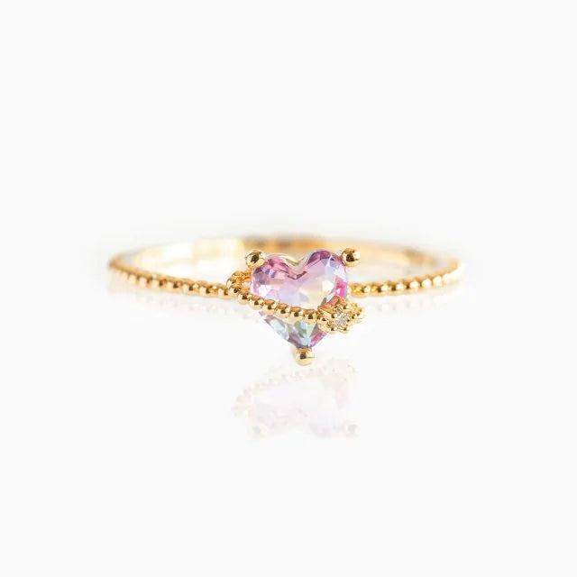 Heartfelt Elegance: Crystal Adjustable Rings