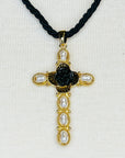 Black Rose Cross Necklace