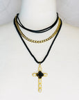 Black Rose Cross Necklace