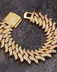 Gold Two-Row Diamond Cuban Link Bracelet