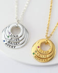 Mom Necklace Birthstone, Mom Necklace With Kids Names, Grandma Jewelry