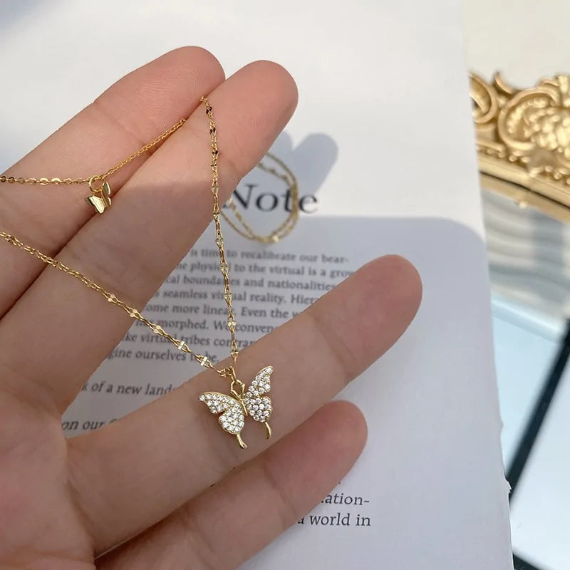 Dainty Dreams Butterfly Necklace Set