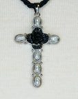 Black Rose Cross Necklace