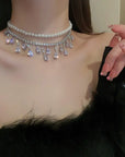 Pearl Crystal Tassel Choker