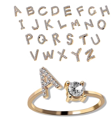 Chic Letter Initial Charm Ring